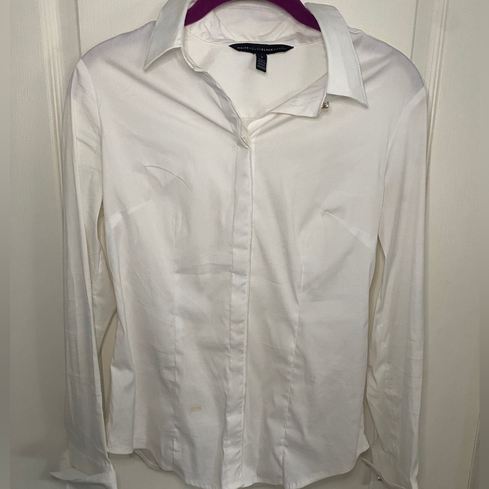 Fitted White Blouse Button Up
